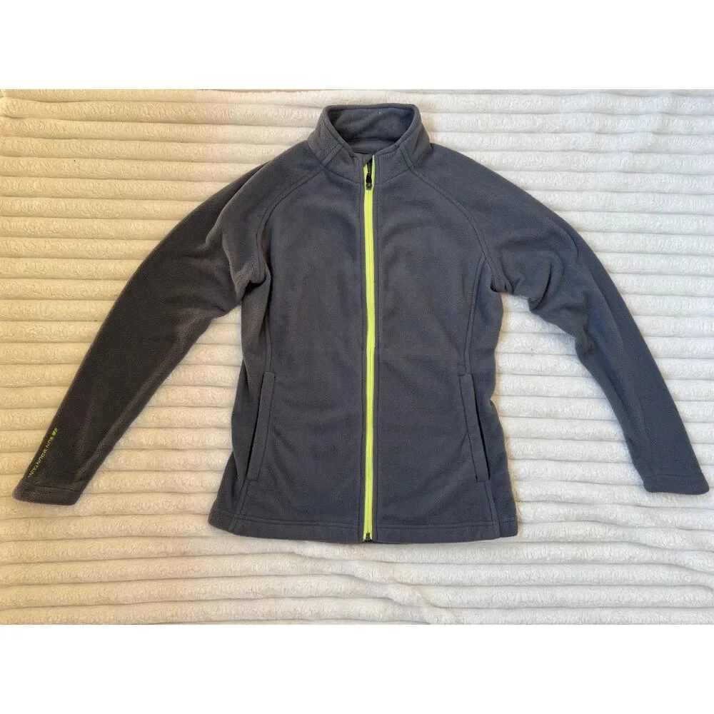 Sun Mountain Thermal Wear Gray & Neon Yellow Full-Zip Fleece Jacket Women's